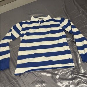 Royal Blue & White Striped Rugby Shirt – Classic Long Sleeve